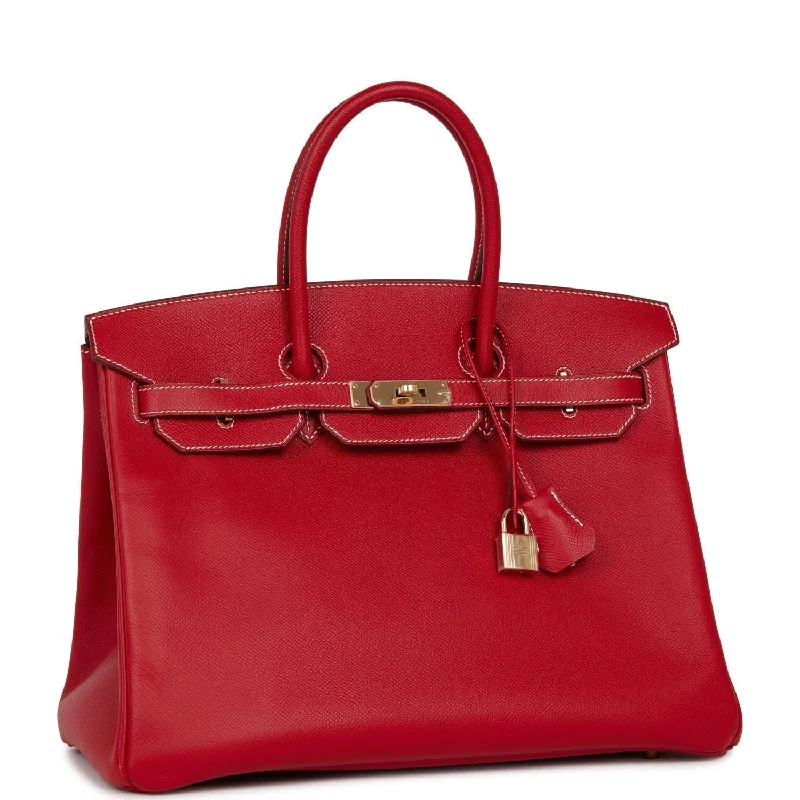 Trendy bucket bags for summerTop Quality Hermes Birkin 35 Rouge Casaque Candy Epsom Permabrass Hardware