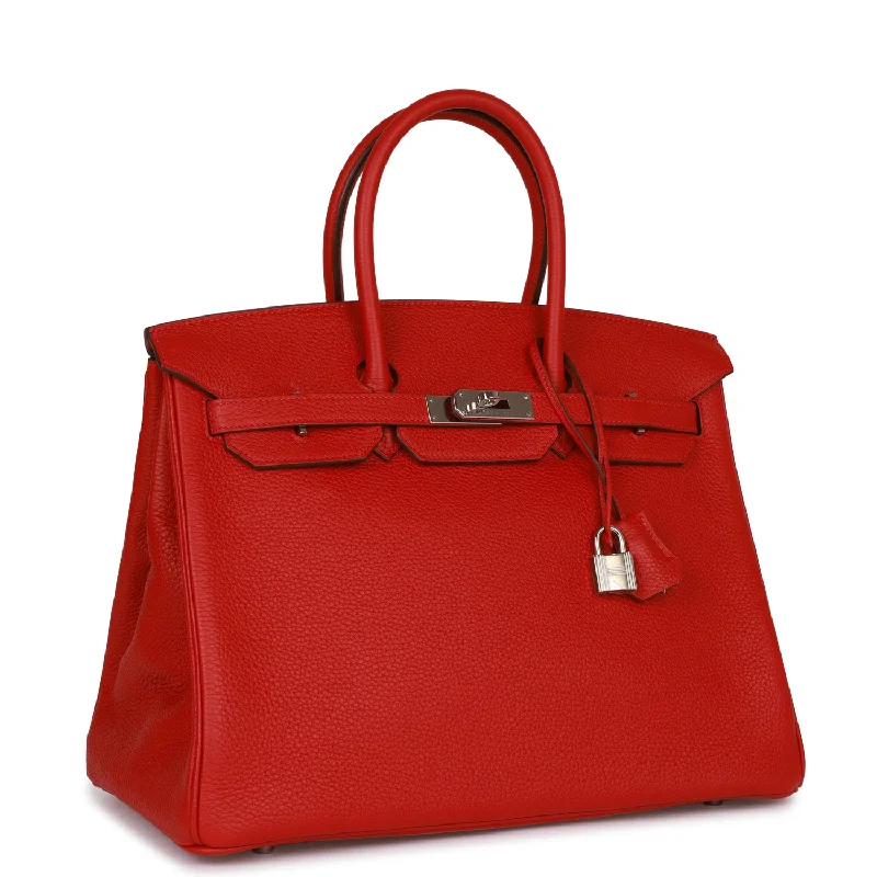 Water-resistant travel backpacksHermes Birkin 35 Rouge Casaque Clemence Palladium Hardware