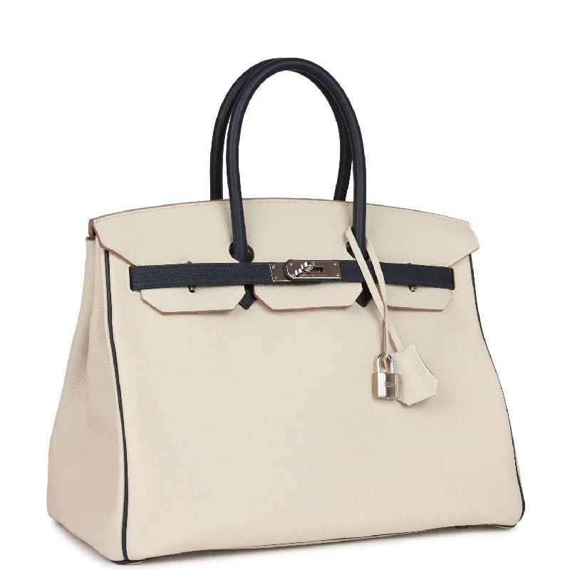 Best tote bags for workTop Quality Hermes Special Order (HSS) Birkin 35 Craie and Bleu Nuit Togo Palladium Hardware